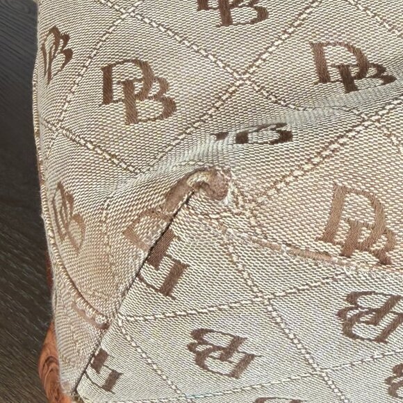 Dooney & Bourke Monogram Shoulder Bag — Vintage Tan Canvas & Leather - Picture 11 of 16